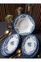 5 Piece Velour Navy Salad Boat Set Porcelain