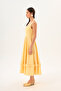 Yellow Gingham Square Collar Midi Dress with Ruffle Detail at the Hem - 7