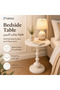 White Round Pedestal Side Table, 50 cm Height Small Coffee Table with Decorative Column and Wide Base for Home Decor - 4