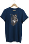 Unisex Black Turan and Wolf Silhouette Printed T-Shirt Relaxed Fit Bozkurt Themed Design T-Shirt