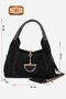 Nora Genuine Suede Shoulder Bag with Metal Buckle - 2