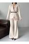 Premium Lace Detailed Blazer Jacket Spanish Flare Pants Set - 6