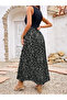 Women's Round Neck Patterned Long Viscose Dress - 3