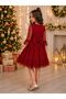 Girl's Layered Tulle Sleeves Bow Detailed Special Occasion Dress - 4