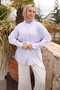 White Striped Loose-Fit Shirt with Waist Tie