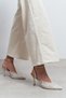 Aveny Beige Lace Embroidery Detail Ankle Strap Thin Heeled Women's Shoes - 8
