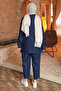 Navy Blue Collared Buttoned Tunic and Trousers Set - 5