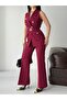 Gold Buttoned Vest, Trousers and Blazer Suit with Belt Accessories - 5