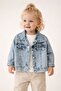 Girl's Pearl Button Detailed Denim Jacket 1-5 Years Light Blue
