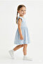 Girl's Blue Floral Patterned Ruffle Summer Dress Beach - 3