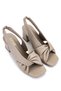 Women's Genuine Leather Beige Heeled Shoes - 2