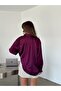 Crepe Satin Shirt with Flap Pockets - Plum - 3