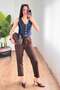 Calf Detailed, Pocketed, Waist-Tied Brown Trousers