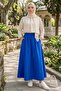 Poplin Skirt with Pockets and Elastic Waist 1727 - Blue - 2