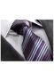 Navy Blue, Lilac, and Brown Striped Jacquard Woven Tie, Handkerchief, and Cufflink Set in Gift Pu Leather Box - 4