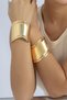 Gold Color Modern Metal Handcuff Bracelet - Minimalist Design Adjustable Unisex Jewelry - 2