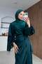 Hasret Satin Evening Dress Emerald - 4