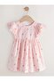 Girls' Summer Patterned Dress with Sleeve Details - 5