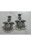 Handcrafted Oxidized Silver Dangler Earrings with Azure Stones & Pearls