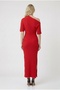 Women's Asymmetrical Collar Slit Knitwear Dress - 4