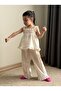 Girl's Festive Linen Top and Bottom Two-Piece Set - 2