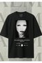 Unisex Şebnem Ferah Printed Oversize Crew Neck Black T-Shirt