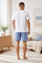 Men's Cotton Blue Crab Patterned Pocket Shorts Pajama Set - 3