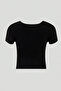 Women's Fit Cut Low-Cut Chest Lace-Up Front Crop T-Shirt - 6