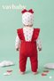 Baby Girl Heart Patterned Bowknot Ruffle Baby Salopet Jumpsuit and Beanie - 3