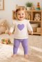Baby Girl Heart Patterned Double Set Cotton Top and Bottom Seasonal Set 3 6 9 12 Months - 4