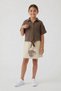 Brown Tie-Dye Linen Shirt and Shorts Skirt Set for Girls 24155 - 5