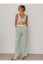 Striped Comfortable Cut Palazzo Pants & Tie-Up Detail Crop Set