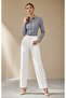 Navy Blue White Striped Slim Fit Women's Shirt - 6