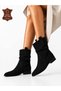 Mona Women's Western Cowboy Heeled Real Leather Suede Laser Cut Perforated Boots P322