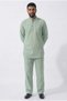 Mint Green Wide Fit 100% Cotton Muslin Men's Hajj and Umrah Set - High Collar, Long Sleeves, Anti-Sweat - 3