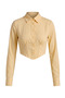 Women's Shirt Collar Buttoned Crop Shirt - 3