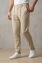 Men's Cream Textured Slim Fit Jogger Pants with Drawstring and Elastic Waist for Casual Wear - 3