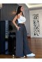 Gray Striped Single Pleat Design Palazzo Trousers - 6