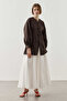 Linen Chino Buttoned Shirt Jacket Bitter Brown - 5