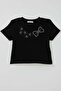 Girl's Crop T-Shirt with Stone Bow Print, Ages 7-12, Black