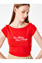Modal Blend Boat Neck Short Sleeve Slim Fit Crop Printed T-Shirt - 2