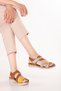 Genuine Leather Buckle Women's Daily Sandals – All-Day Comfort Elnr.024 Tan Combination - 6