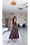 Brown Waist Triangular Belt Detailed Poplin Skirt