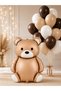 Teddy Bear Foil Balloon Set 9-Piece Beige Brown White Balloon Bundle Baby Shower Birthday Party Decoration
