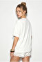 Women's White Poodle Printed 100% Cotton Crew Neck Oversize Basic T-Shirt Öt261064 60286255 - 5