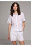 Regular Fit High Waist Jacquard Women's White Shorts