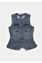 Slim Fit Women's Light Indigo Denim Vest - 5