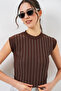 Women's Zero Sleeve Stone-Embellished Blouse 931 - Brown - 5