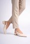 Vienna Women's Cream Skin Beige Nubuck Open Back Low Heeled Shoes - 3