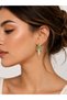 Gold Color Women's Earrings with Starfish and Fish Detail and Blue Stone - 2